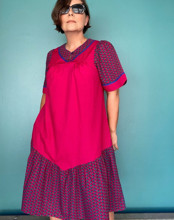 House Dress Red Dress Vintage Maxi Dress Cotton S… - image 2