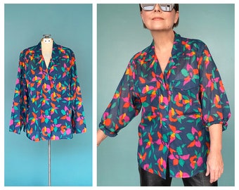 Liz Claiborne 90s Sheer Floral Button Up TaraLynEvansStudio