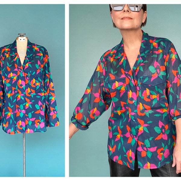 Liz Claiborne 90s Sheer Floral Button Up TaraLynEvansStudio