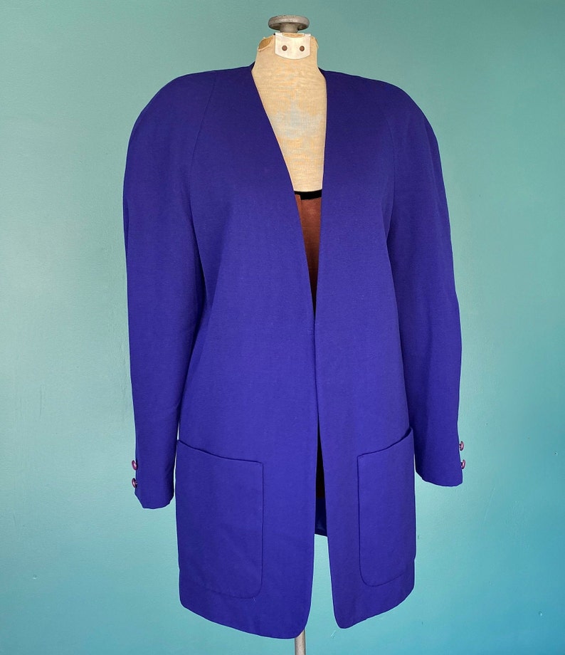 Vintage 80s Purple Wool Womens Blazer TaraLynEvansStudio image 3