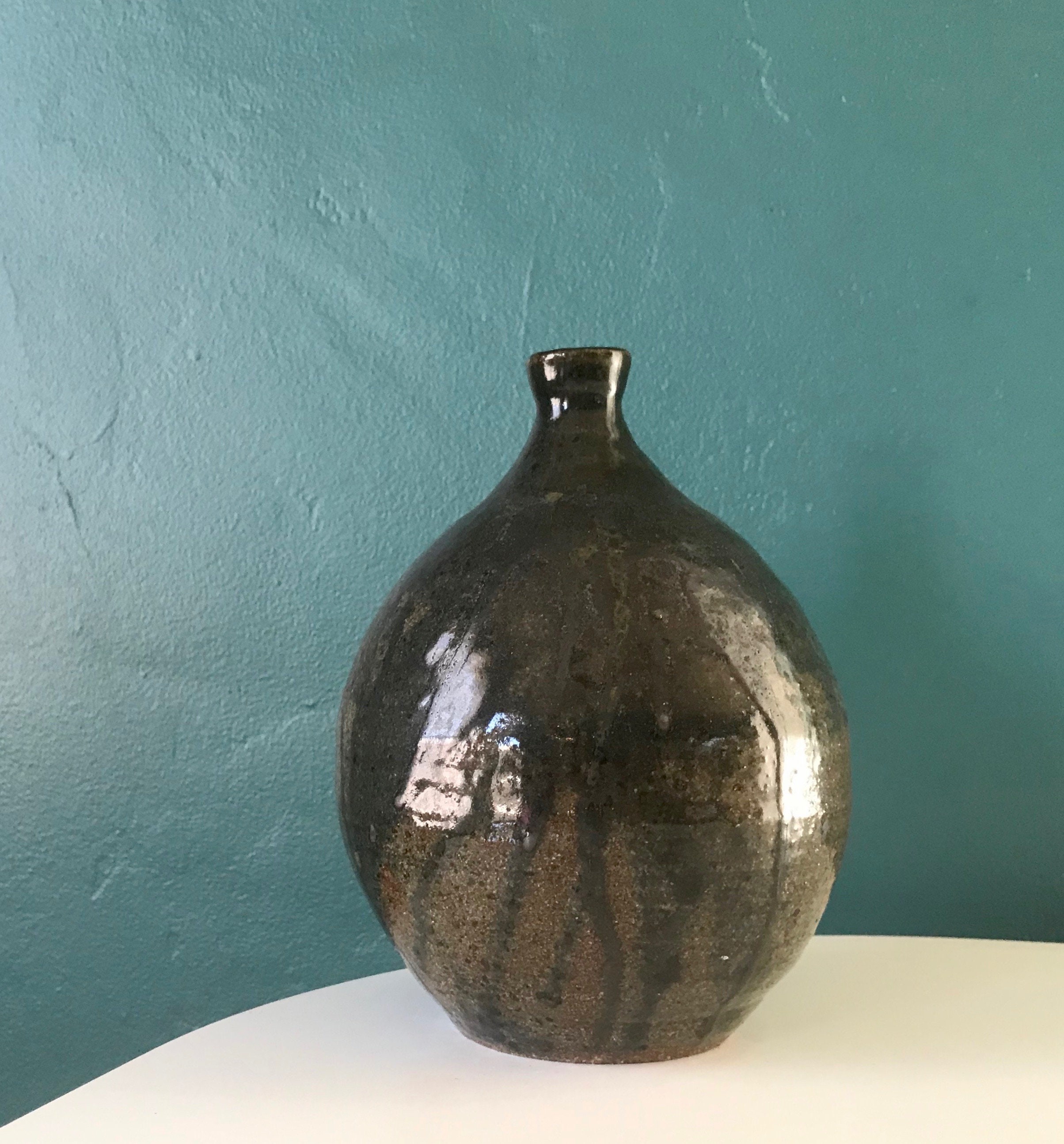 Vintage Green Stoneware Ceramic Bud Vase Taralynevansstudio 