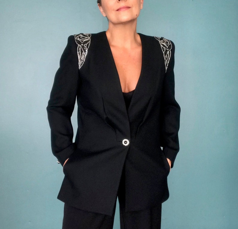 Nolan Miller 80s Black Blazer 80s Long Black Blazer TaraLynEvansStudio