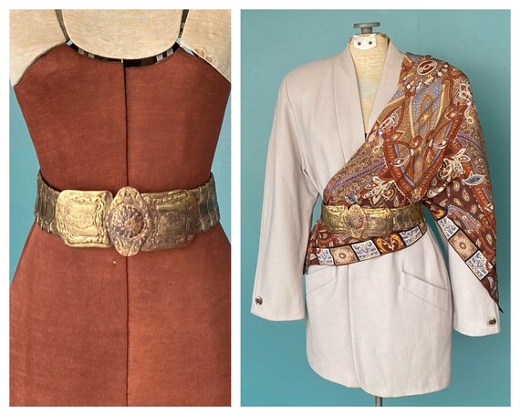 Vintage Brass Wide Statement Waist Belt Bohemian G