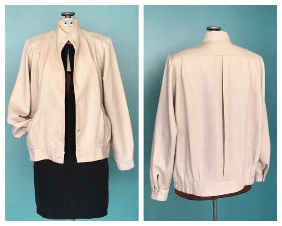 80s Vintage Linen Bomber Jacket 80s Linen Womens B