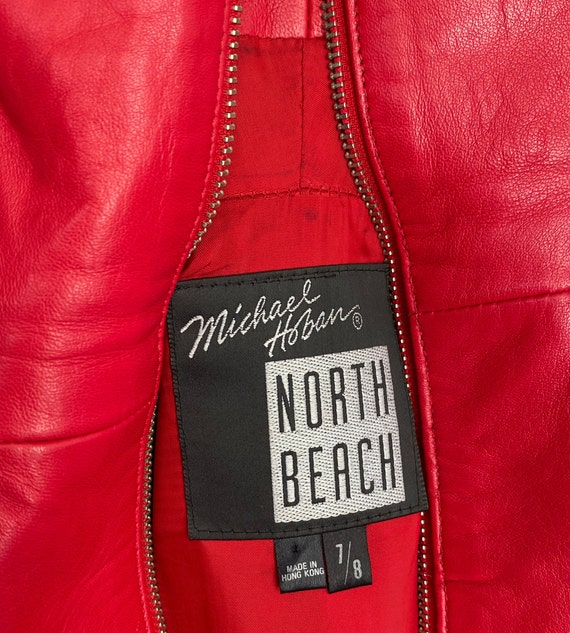Michael Hoban Red Leather Dress Halter Dress Tara… - image 6