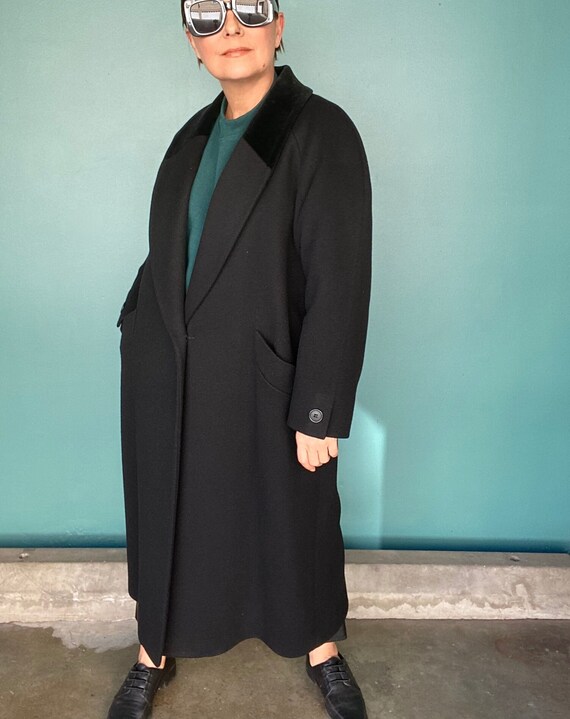 Black Coat Women 80s Coat Black Coat Wool Coat Vi… - image 3