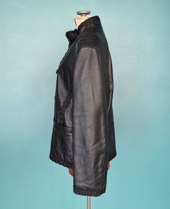 80s Women Black Leather Vintage Jacket Womens Bla… - image 7