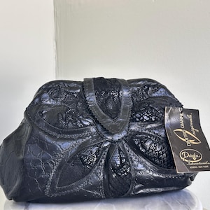 Black Leather Clutch 80s Leather Bag Deadstock Leather Clutch Purse Black Shoulder Bag Black Clutch Bag Clutch Purse TaraLynEvansStudio