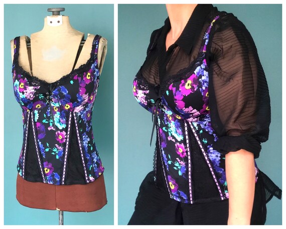 90s Vintage Bustier Floral Bustier Top, TaraLynEva