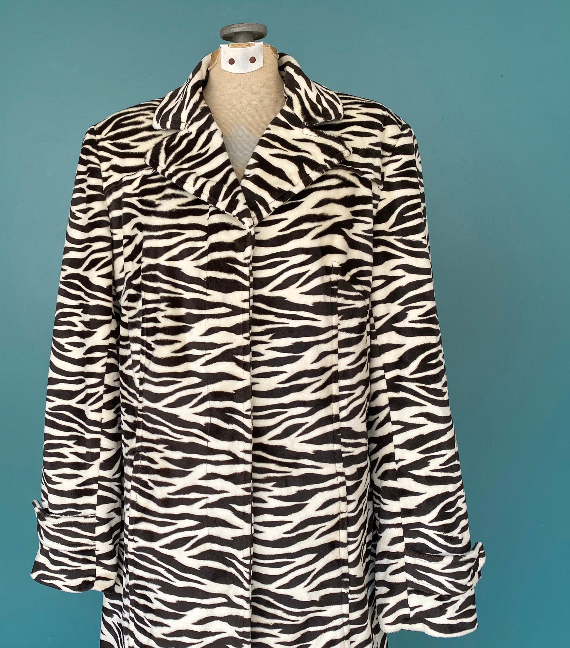 Y2K Faux Fur Zebra Print Vintage Jacket Faux Fur Coat Women | Etsy