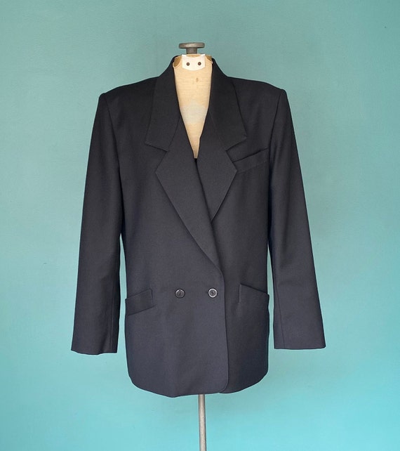 Vintage 70s Black Wool Womens Blazer TaraLynEvans… - image 2