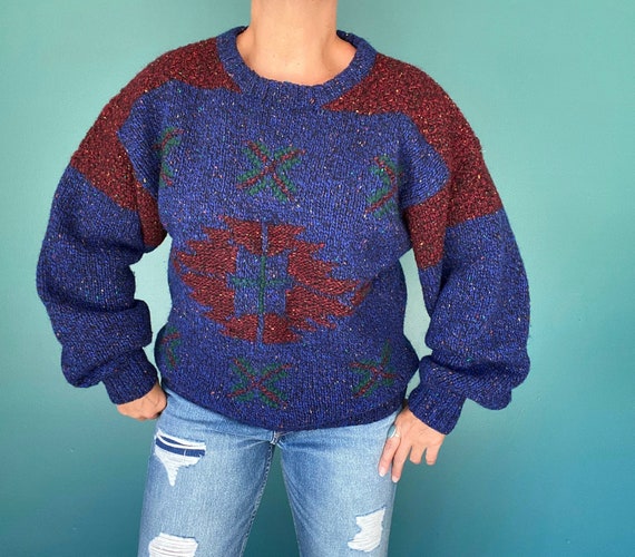 80s Sweater Western Sweater Chunky Sweater Oversi… - image 2