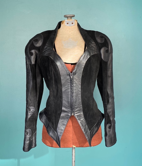 80s Leather Jacket Black Leather Jacket Leather J… - image 5