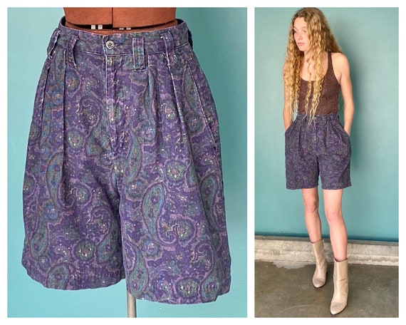 Corduroy Paisley 80s Shorts Bermuda Shorts, TaraLy