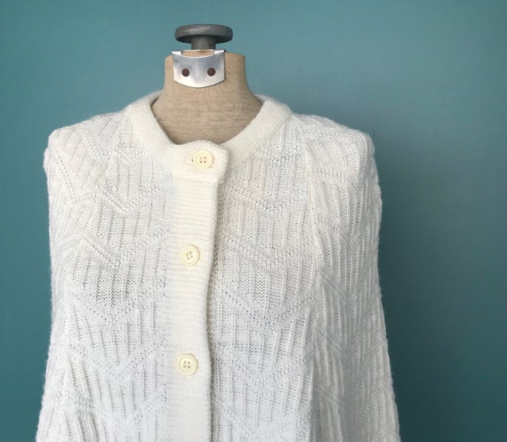 Vintage Crochet White Poncho Sweater TaraLynEvans… - image 3