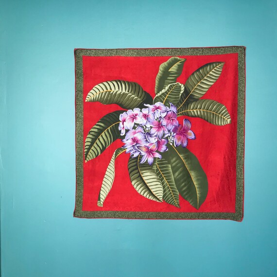 Vintage Red Floral Silk Square Scarf Silk Scarf Women… Gem
