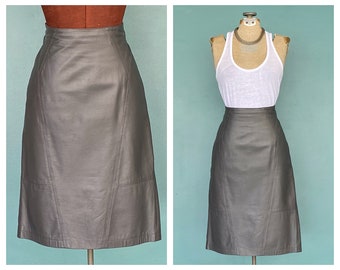 Vintage 90s Leather A Line Gray Skirt TaraLynEvansStudio