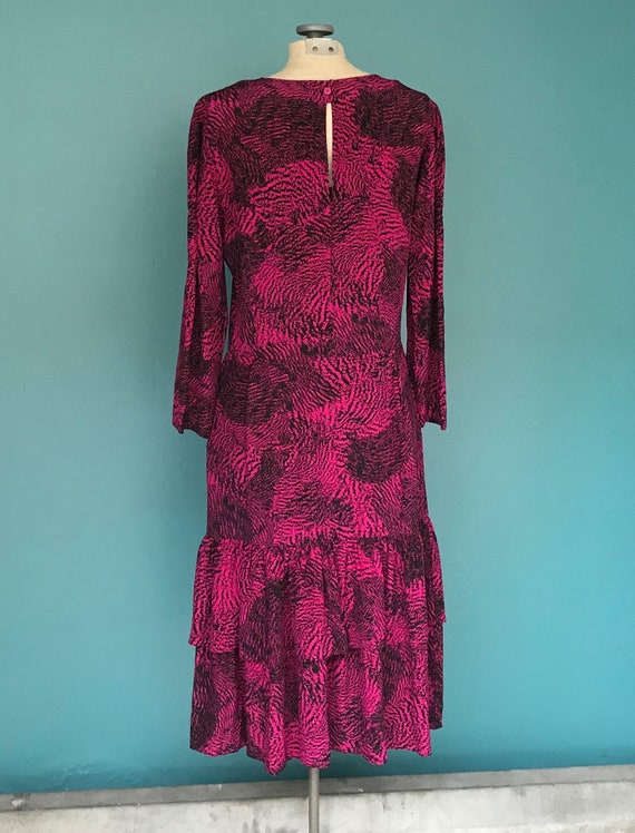 Pink Dress Silk Dress 80s Dress Leopard Print Tar… - image 8