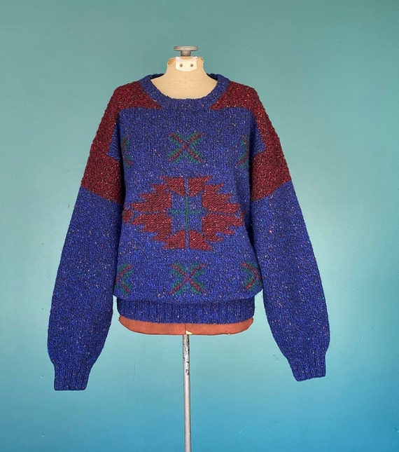 80s Sweater Western Sweater Chunky Sweater Oversi… - image 4