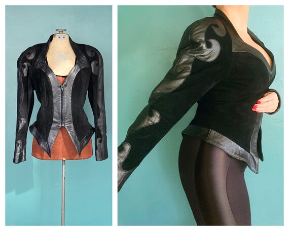 80s Leather Jacket Black Leather Jacket Leather J… - image 1