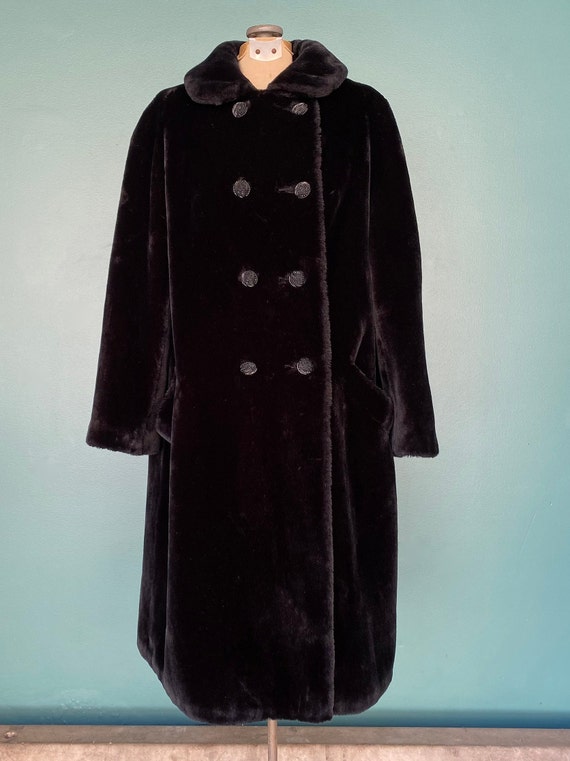 Vintage Faux Fur Womens Black Long Coat TaraLynEv… - image 4