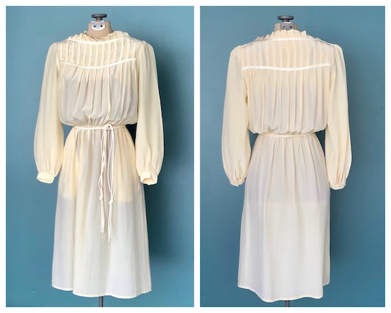 Vintage 80s Sheer Silk Midi Dress TaraLynEvansStu… - image 1