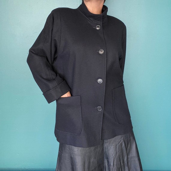 Black Wool Coat Black Coat Vintage Black Wool Jac… - image 1