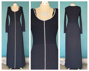 Vintage 70s Black Knit Long Sweater Dress TaraLynEvansStudio