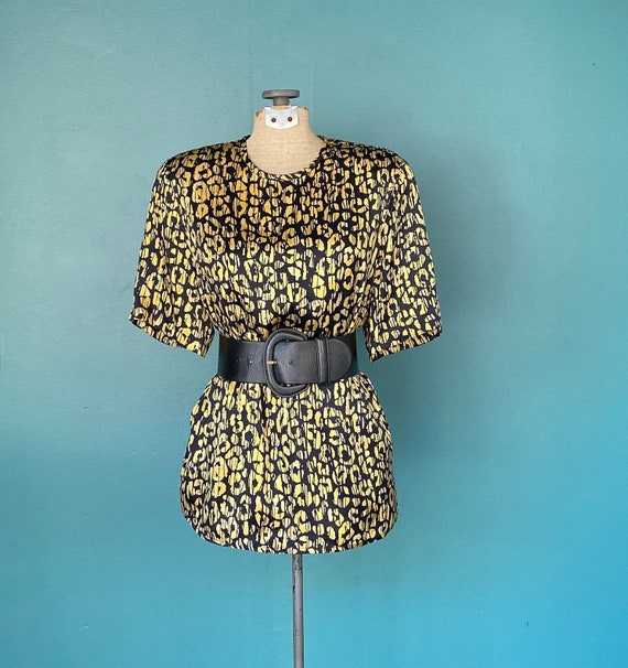 Leopard Silk Blouse Vintage Leopard Top, TaraLynEv