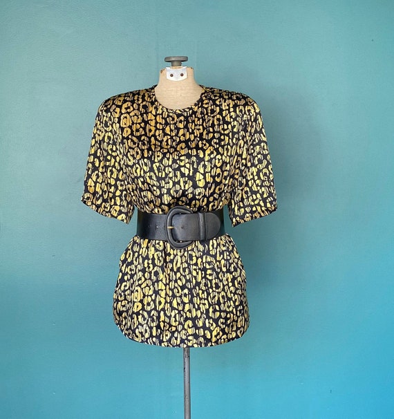 Louis Feraud Leopard 90s Silk Blouse Designer Blou