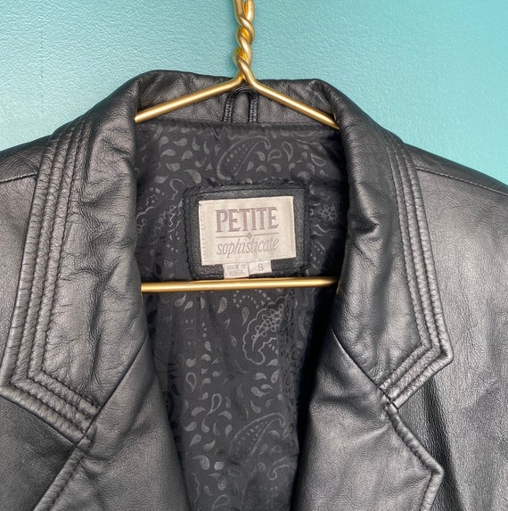 80s Black Leather Vintage Jacket Black Leather Co… - image 8