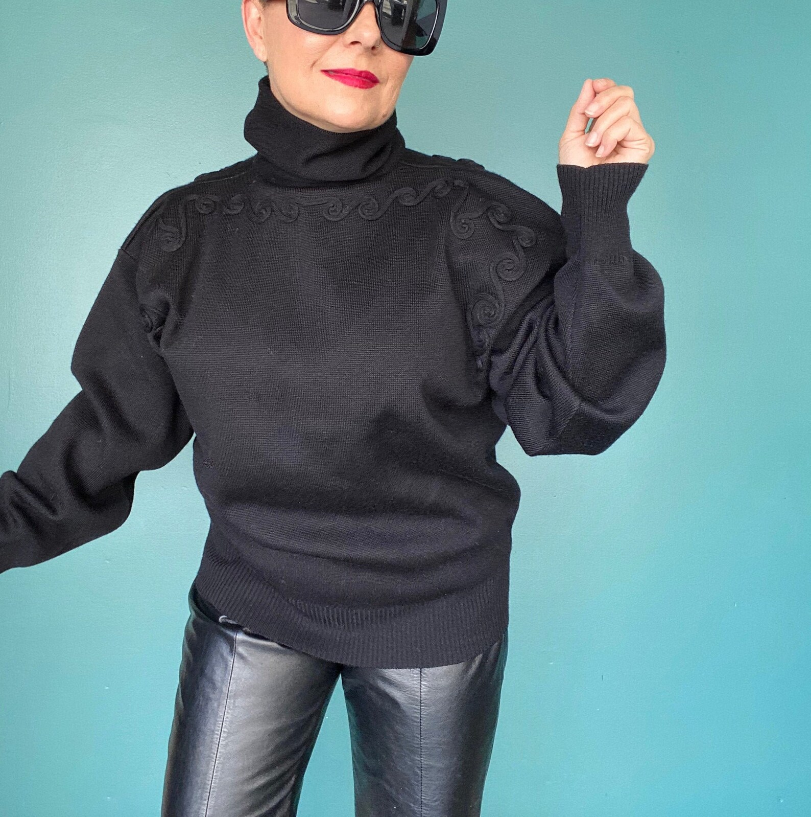 80s turtleneck outfit