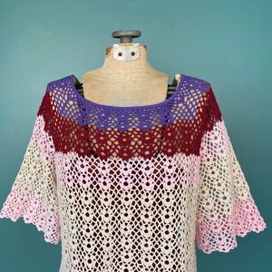 Crochet Top Vintage Womens Crocheted Top Crochet Shirt Crochet Clothes Vintage Crochet Bell Sleeve Top TaraLynEvansStudio image 3