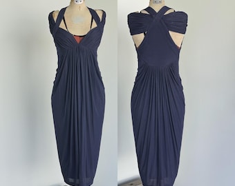 Vestido vintage da coleção Donna Karan dos anos 90 | Cintura império, corte reto e drapeado | Designer: TaraLynEvansStudio