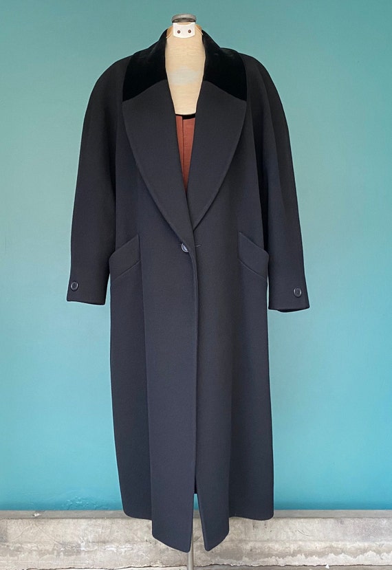 Black Coat Women 80s Coat Black Coat Wool Coat Vi… - image 4