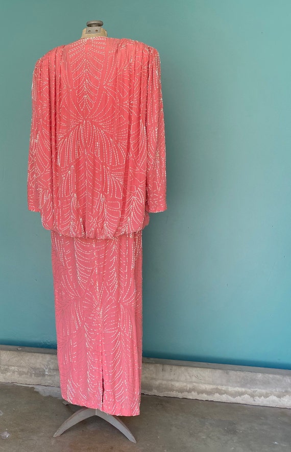 Judith Ann Creations Pink Sequin Dress 80s Party … - image 7