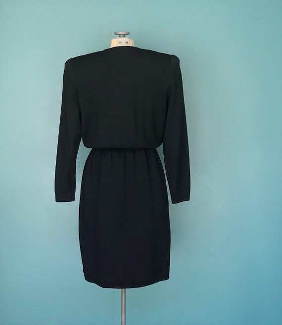 St John 80s Black Knit Sweater Dress 80s Dress Vi… - image 6