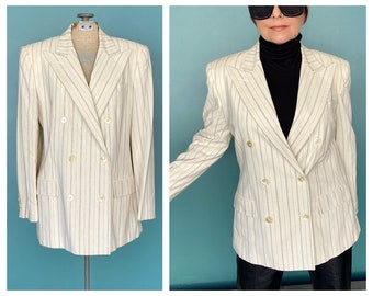 Ralph Lauren 80s Blazer Vintage Blazer Striped Vintage Ralph Lauren Blazer Jacket Womens Blazer 80s Clothes TaraLynEvansStudio