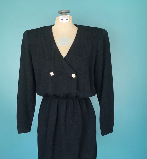 St John 80s Black Knit Sweater Dress 80s Dress Vi… - image 4