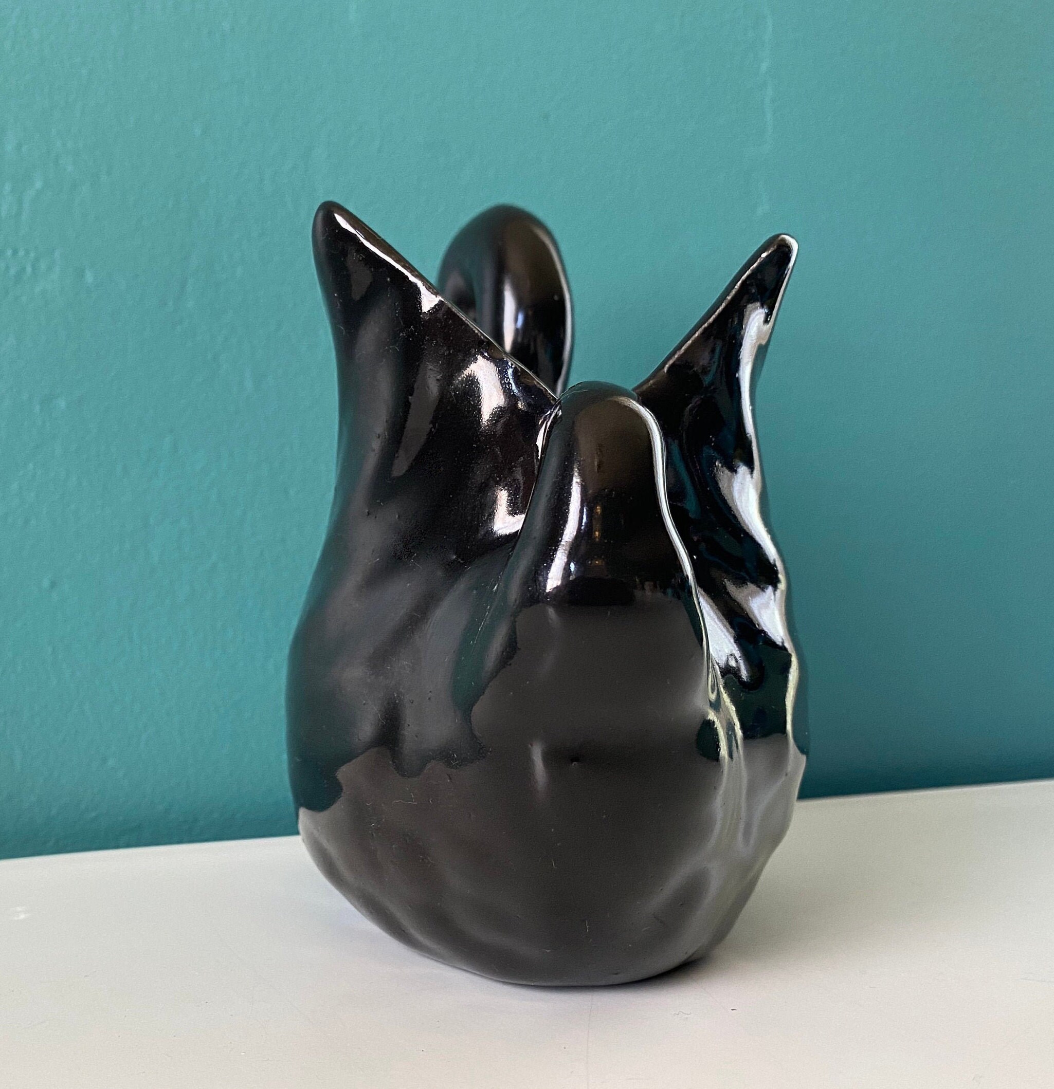 Black Ceramic Swan Vintage Flower Vase, Taralynevansstudio -  UK