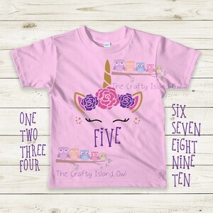 Birthday Unicorn Age SVG Digital Download Unicorn Face Flower Heat Transfer Decal