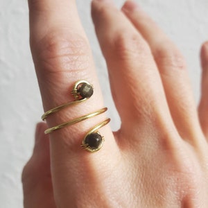 Wrapped Obsidian Ring // Black Obsidian Ring // Gold Obsidian Ring