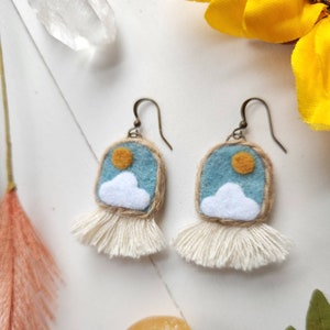 Cloud Earrings // Felt Earrings // Cloud Jewelry // Wanderlust Jewelry image 1