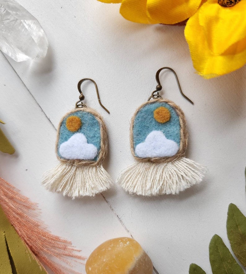 Cloud Earrings // Felt Earrings // Cloud Jewelry // Wanderlust Jewelry image 10