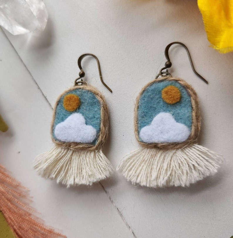 Cloud Earrings // Felt Earrings // Cloud Jewelry // Wanderlust Jewelry image 9