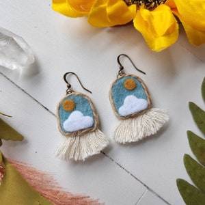 Cloud Earrings // Felt Earrings // Cloud Jewelry // Wanderlust Jewelry image 7