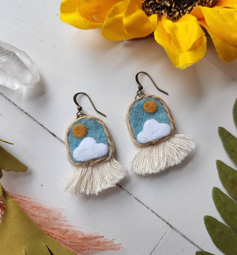 Cloud Earrings // Felt Earrings // Cloud Jewelry // Wanderlust Jewelry image 7