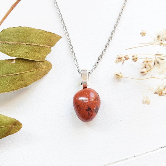 Red Jasper Necklace-Point on Bead Chain 18