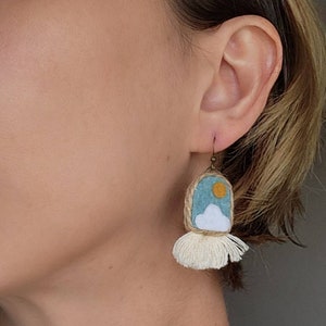 Cloud Earrings // Felt Earrings // Cloud Jewelry // Wanderlust Jewelry image 3