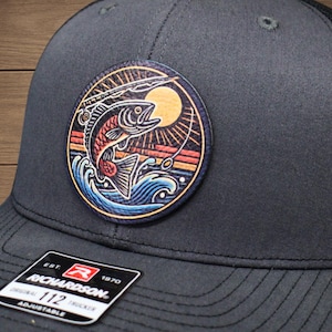 Cappello da pesca alla trota / Cappello da pescatore all'aperto / Cappello da pesca per uomo / Cappello da pesca alla trota con mosca / Cappello da pesca con tatuaggio in stile giapponese
